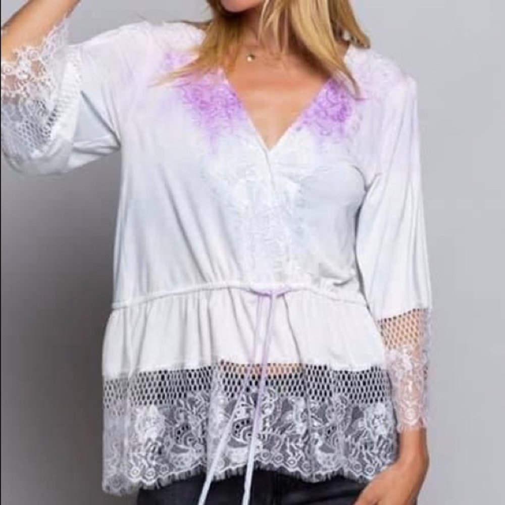 POL lace ombré top